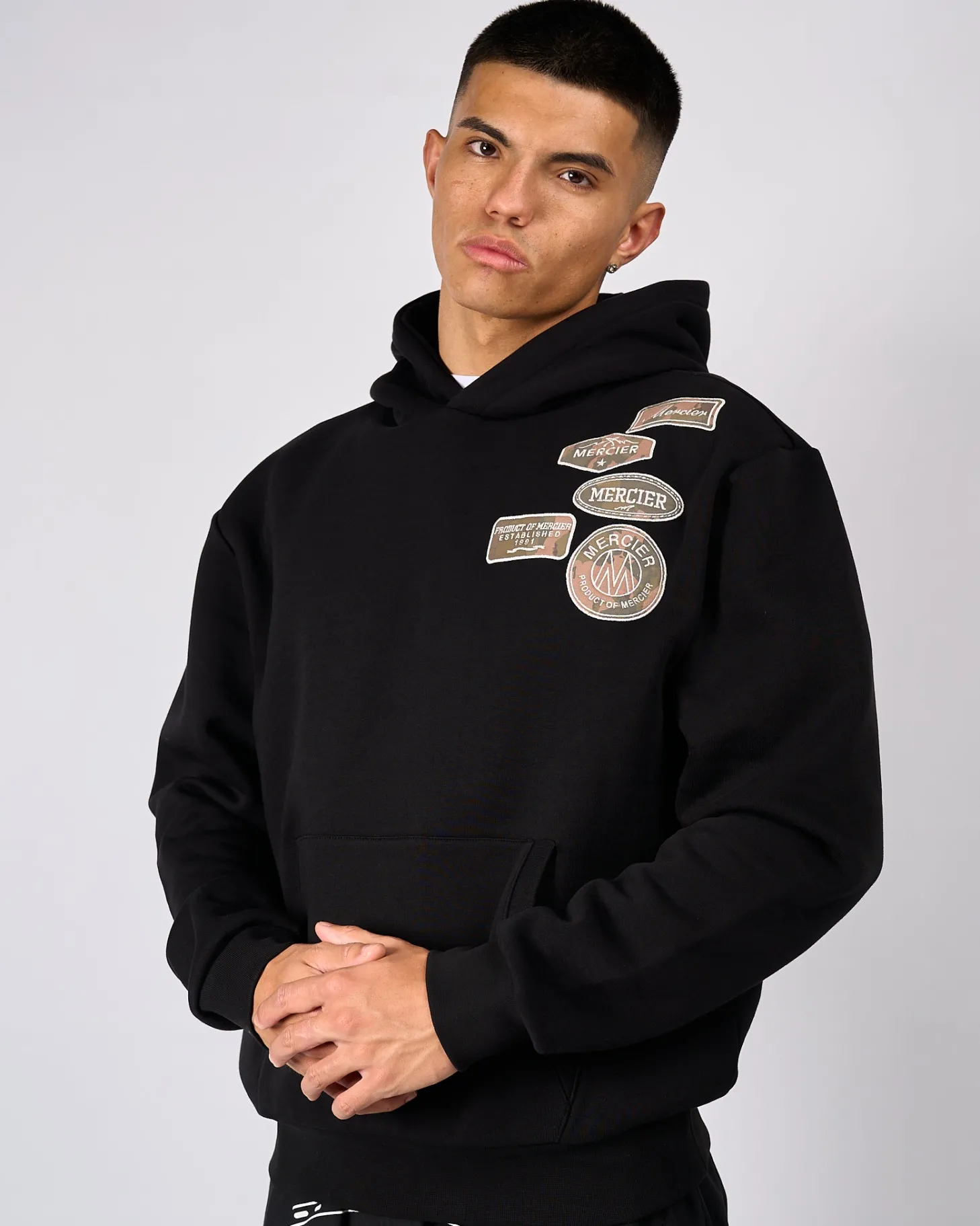 Mercier Tracksuit Tops / Hoodies*Black Camo OG Badge Relaxed Hoodie