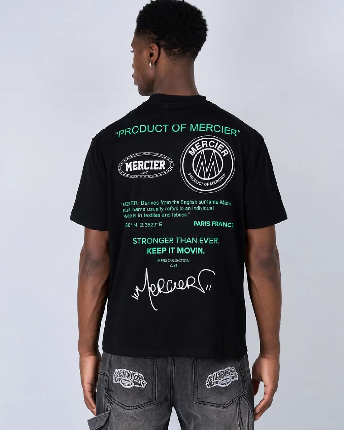 Mercier T-shirts*Black Green Caruso Relaxed Tshirt