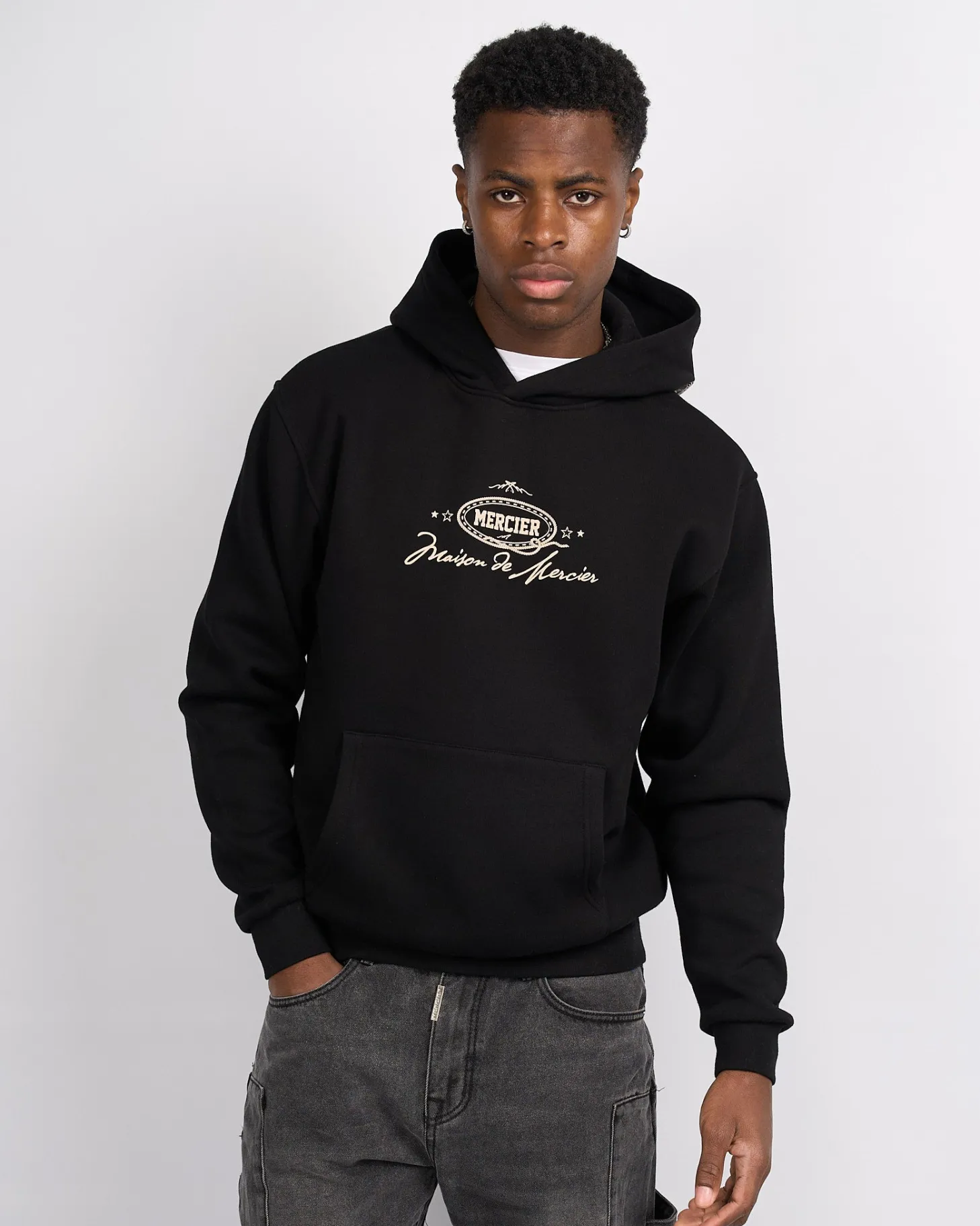 Mercier Tracksuit Tops / Hoodies*Black Round Up Hoodie