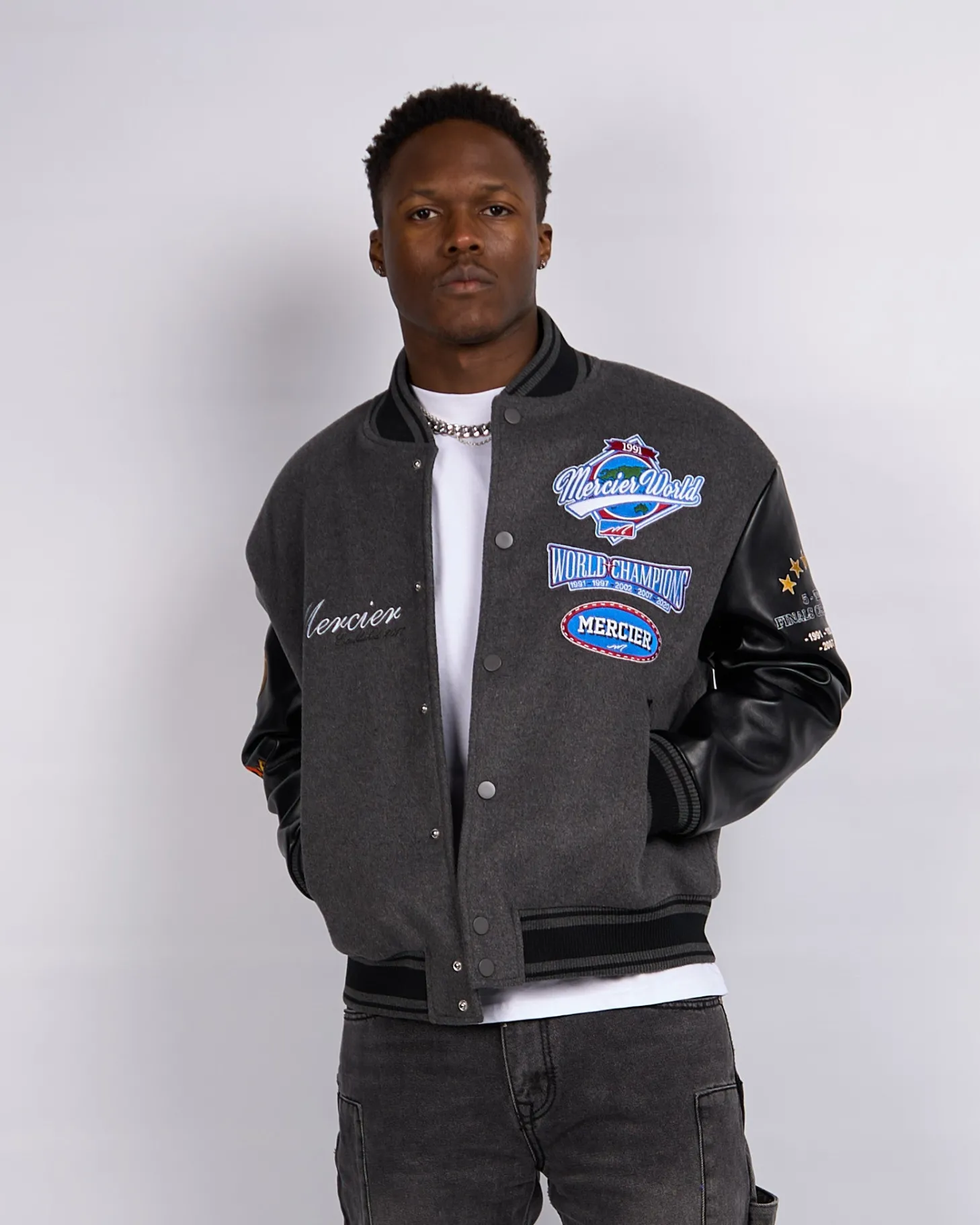 Mercier Jackets*Black Steel Rodman Varsity Jacket