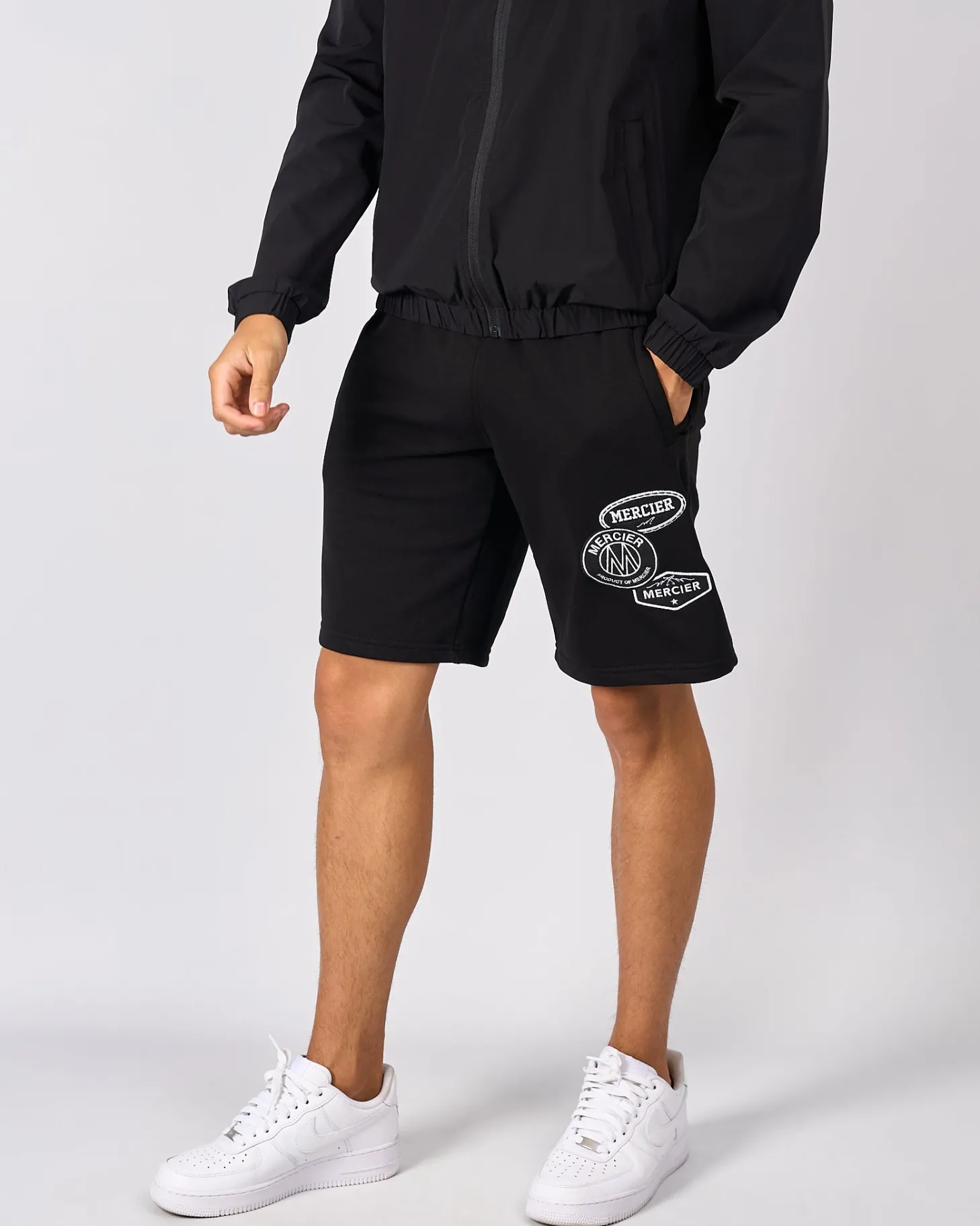 Mercier Summer Sets | Shorts*Black White Mono Badge Shorts