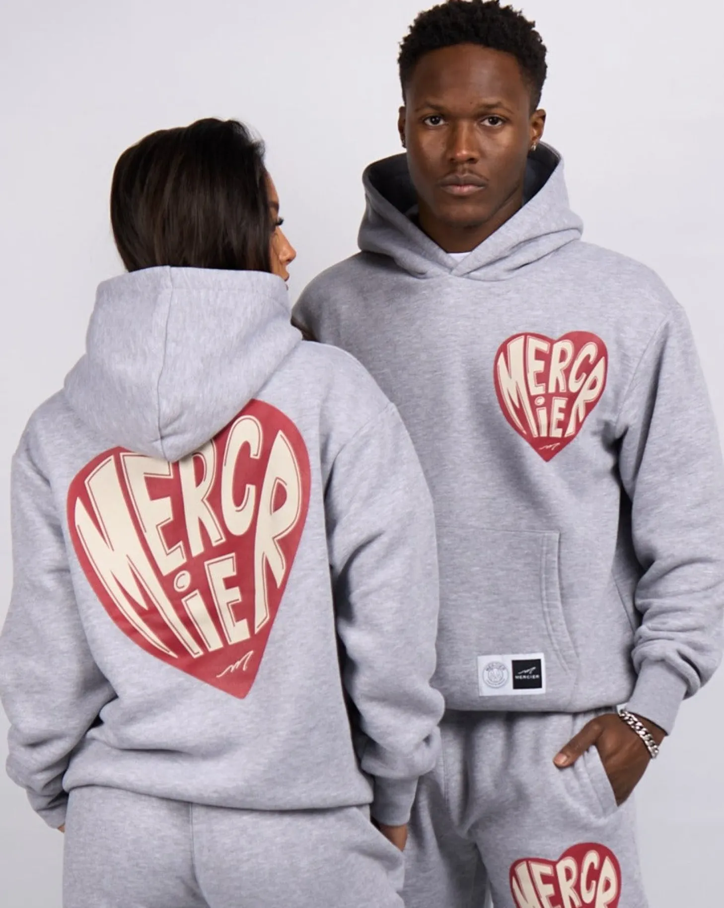 Women Mercier Womens Hoodies | Womens Tracksuits*Grey Marl Heart Hoodie