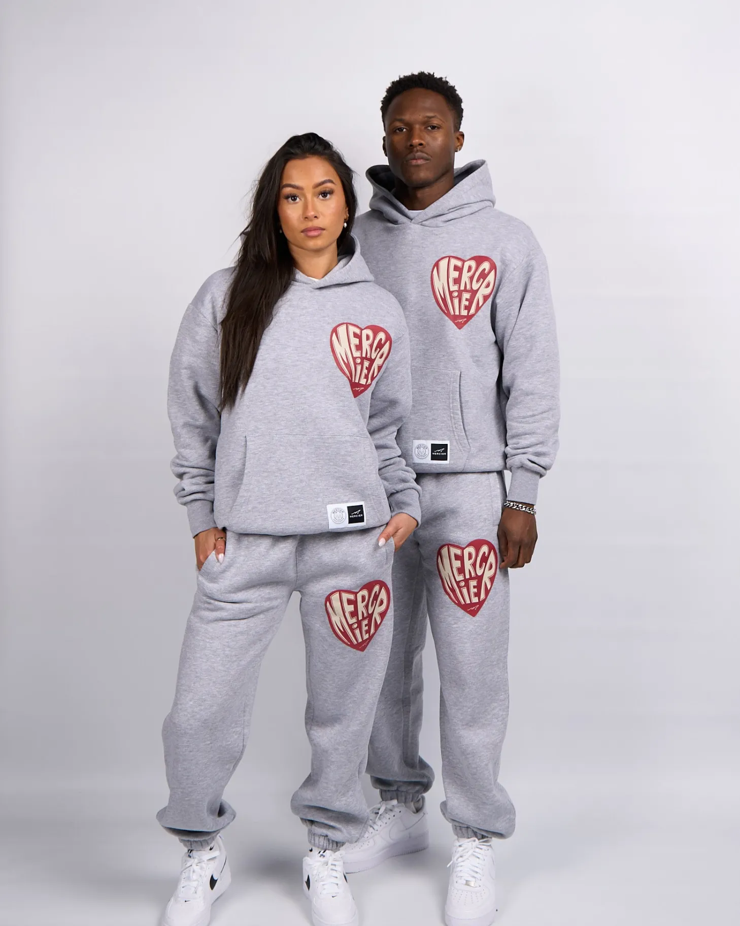 Women Mercier Womens Hoodies | Womens Tracksuits*Grey Marl Heart Hoodie