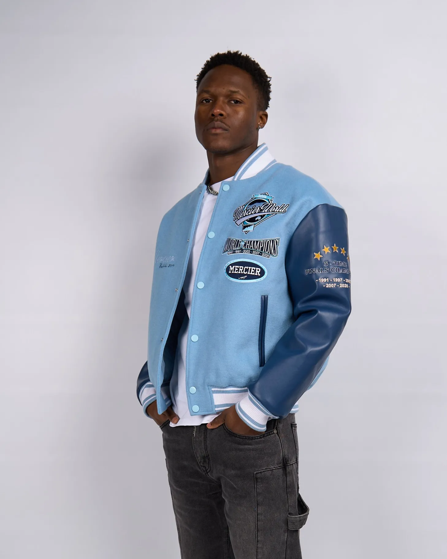 Mercier Jackets*Placid Blue Navy Rodman Varsity Jacket