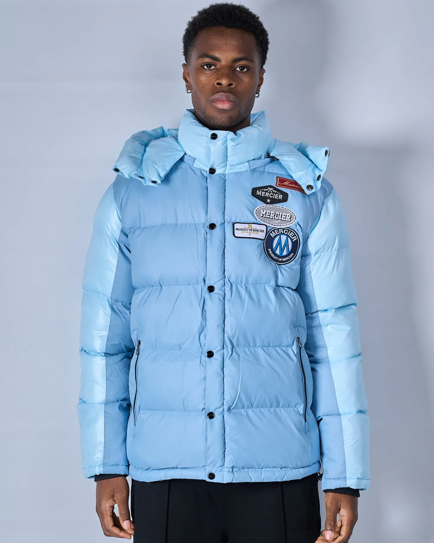 Mercier Jackets*Sky Blue OG badge Panelled Jacket