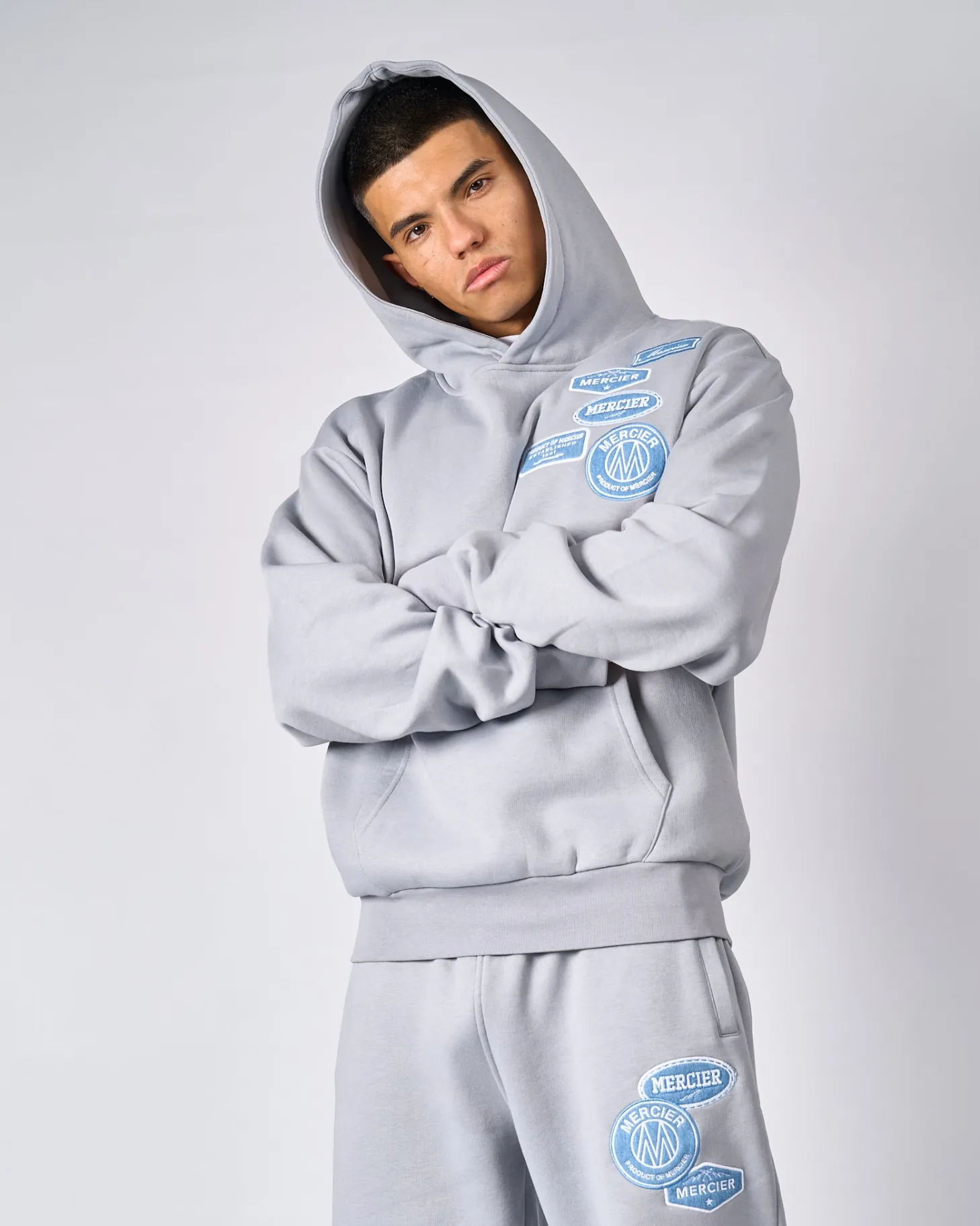 Mercier Tracksuit Tops / Hoodies | Tracksuits*Smoke Grey Denim OG Badge Hoodie