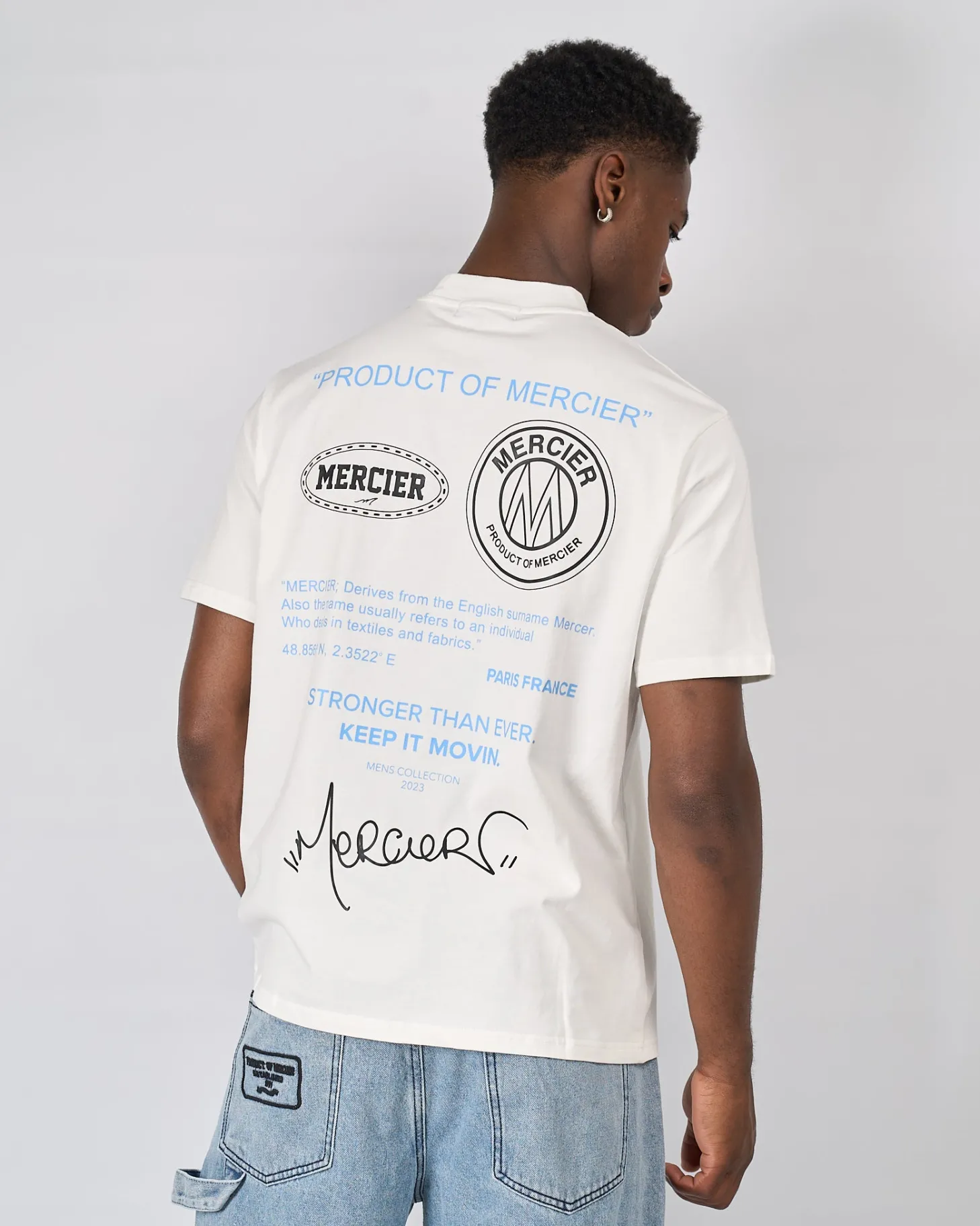 Mercier T-shirts*White Blue Caruso Relaxed Tshirt