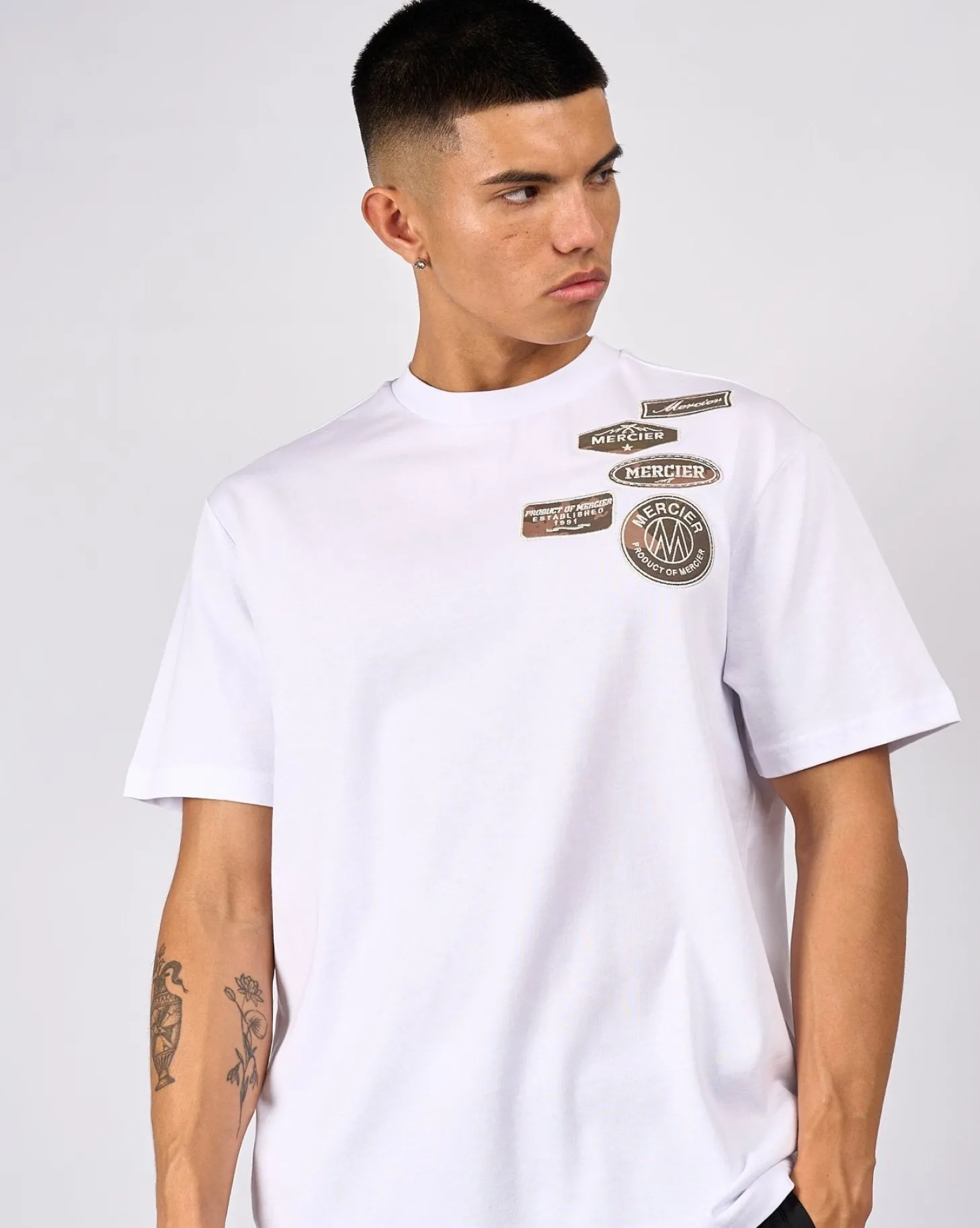 Mercier T-shirts*White Camo OG Badge Tshirt