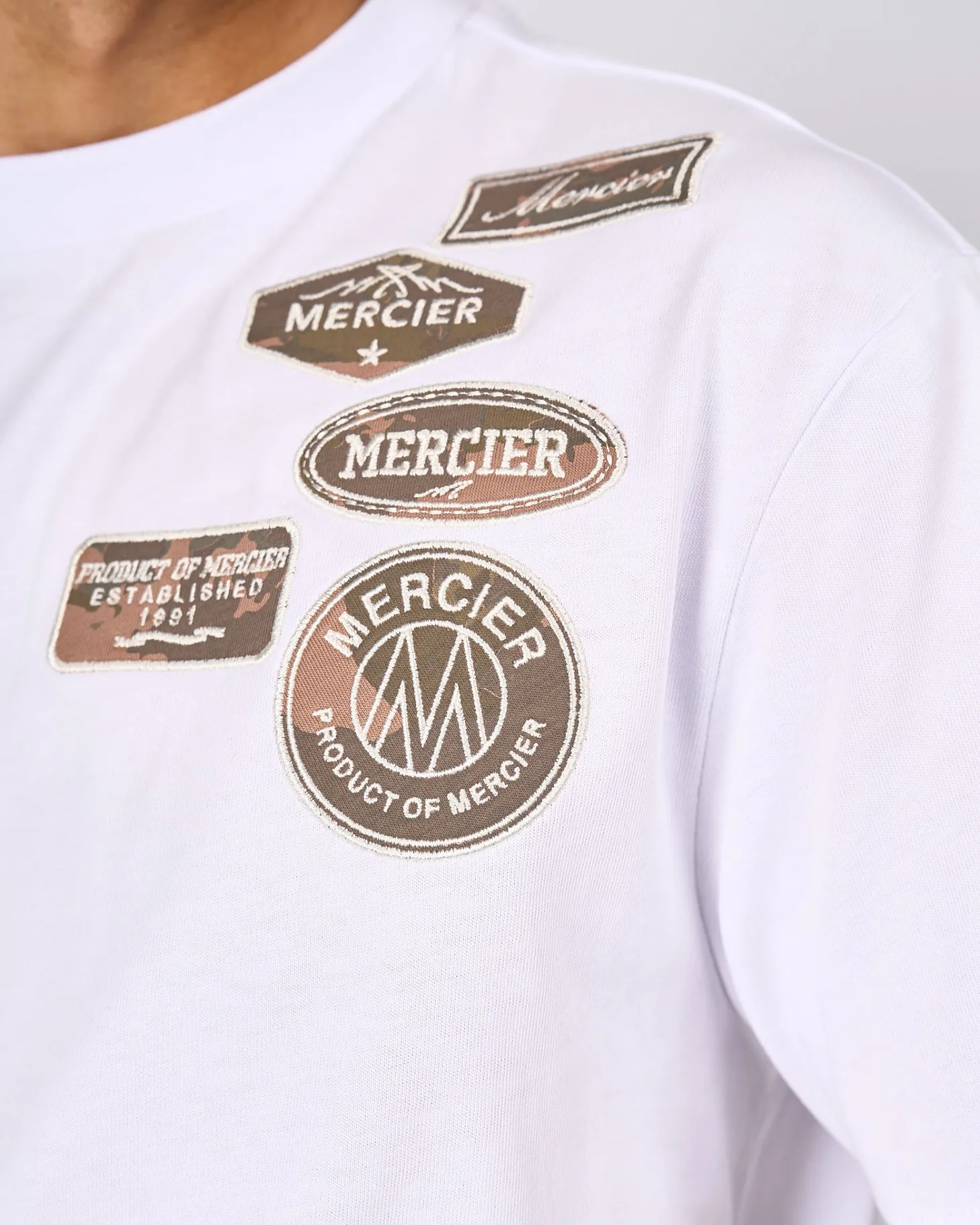 Mercier T-shirts*White Camo OG Badge Tshirt