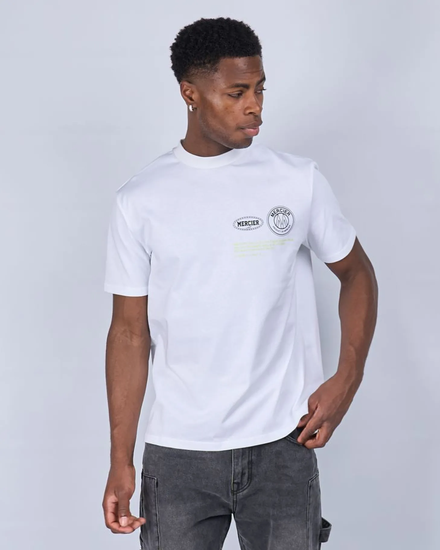 Mercier T-shirts*White Green Caruso Relaxed Tshirt