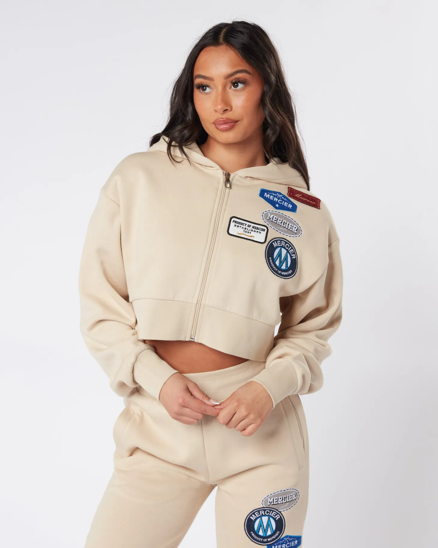 Women Mercier Outlet Womens*Womens Almond OG Badge Cropped Zip Up