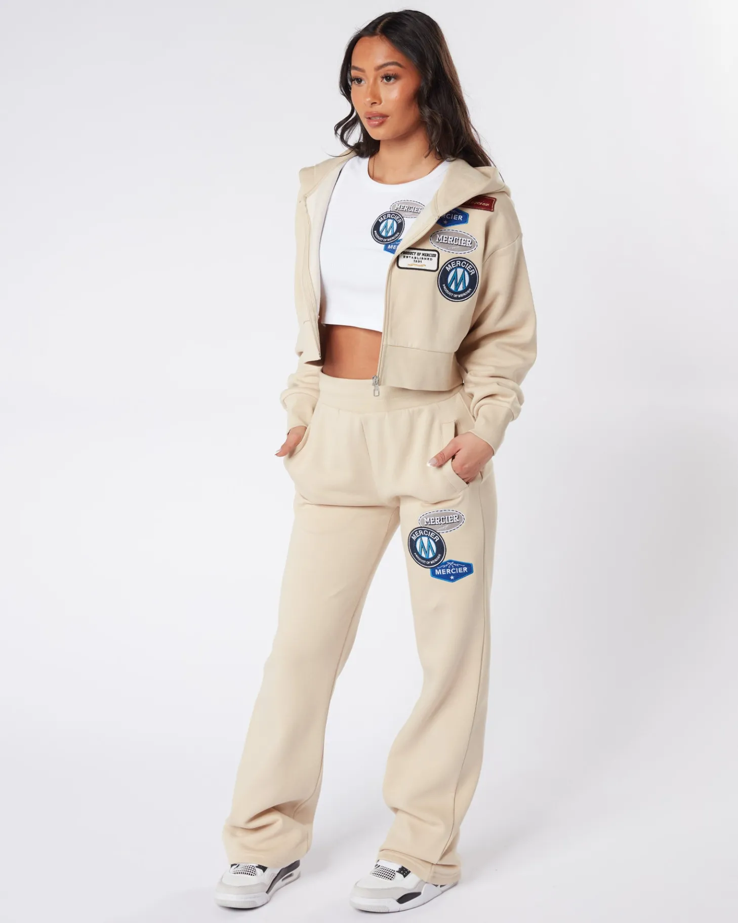 Women Mercier Outlet Womens*Womens Almond OG Badge Cropped Zip Up