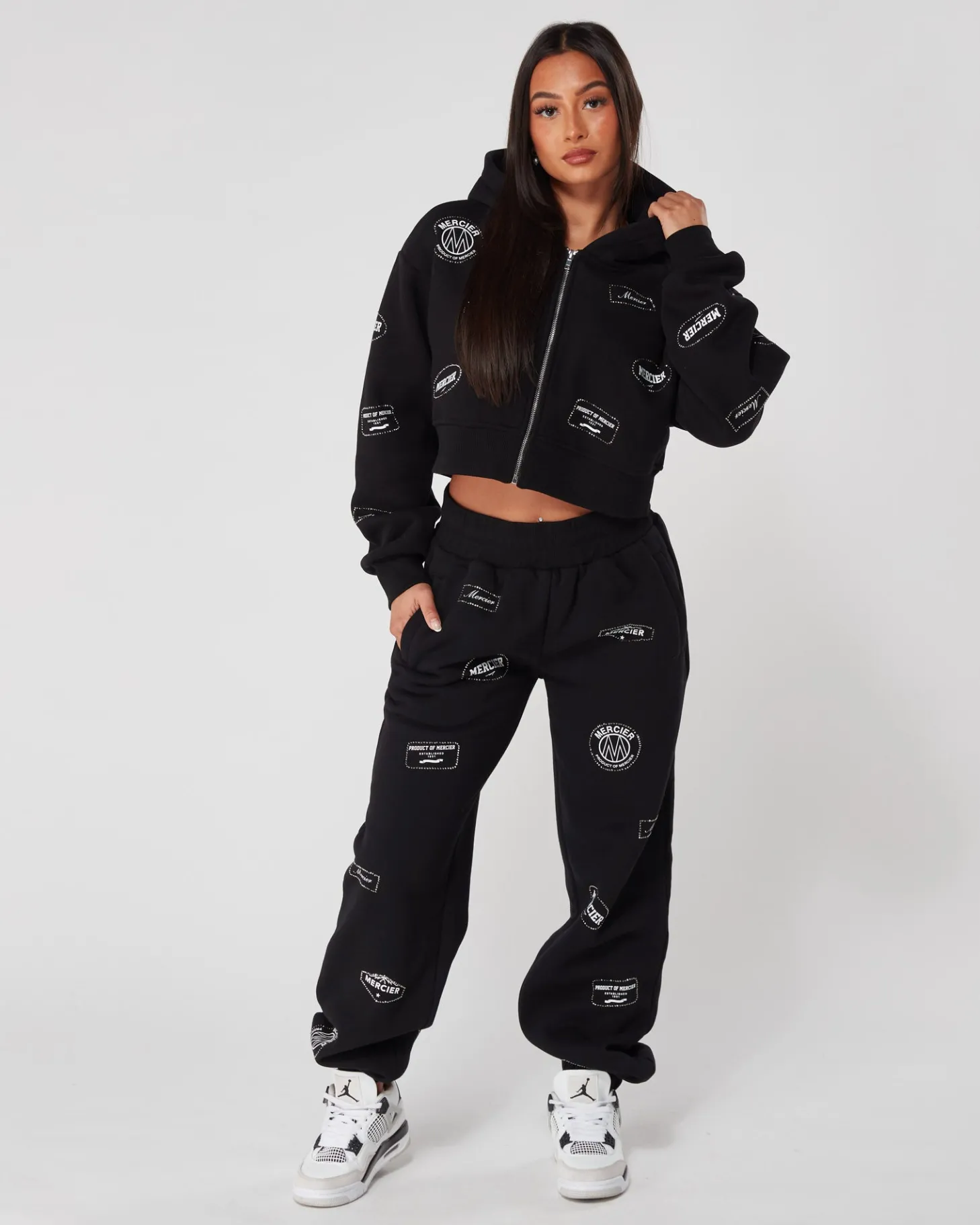 Women Mercier Womens Joggers/leggings | Womens Tracksuits*Womens Black Diamante Badge Joggers