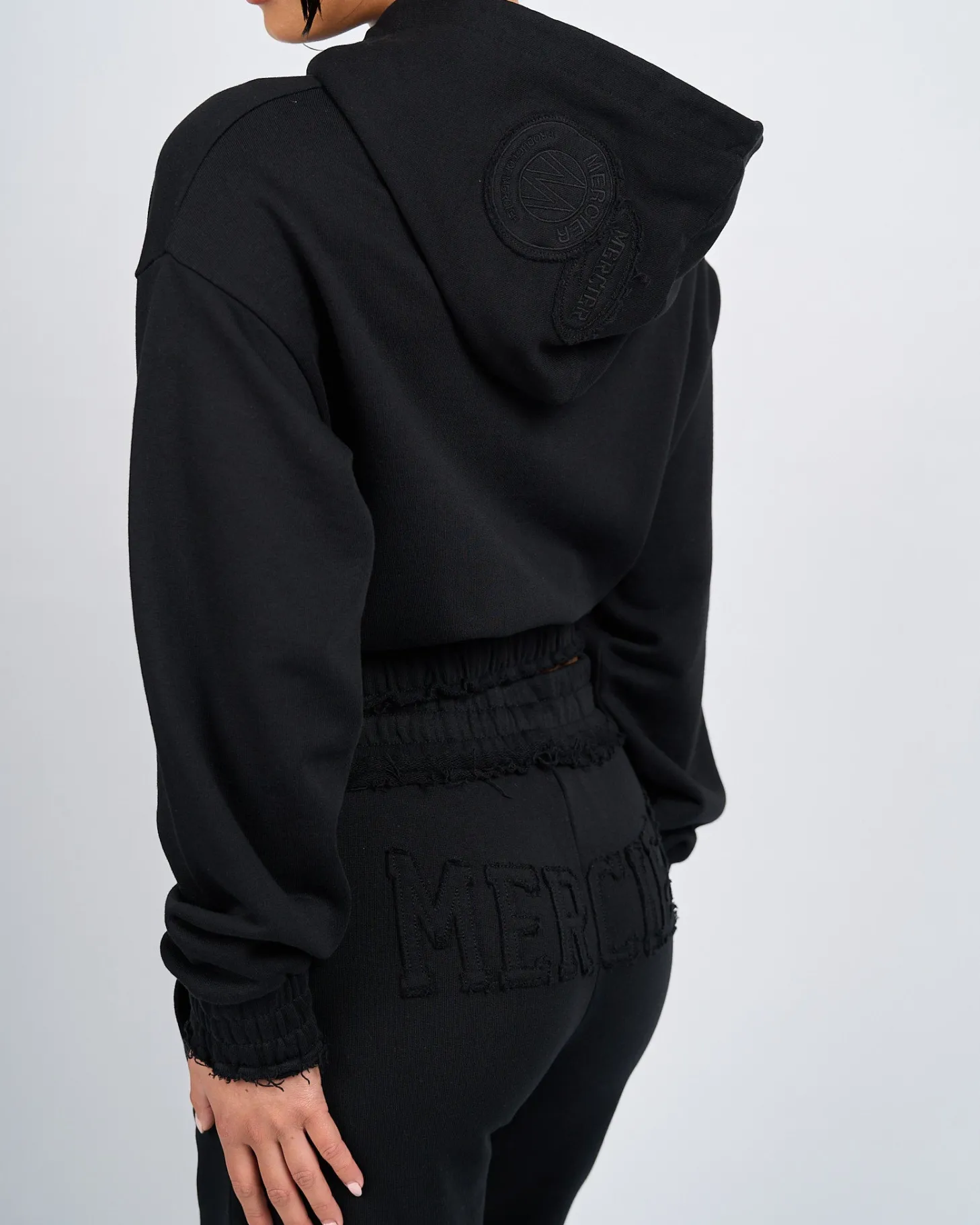 Women Mercier Womens Hoodies | Womens Tracksuits*Womens Black Distressed Cropped Hoodie