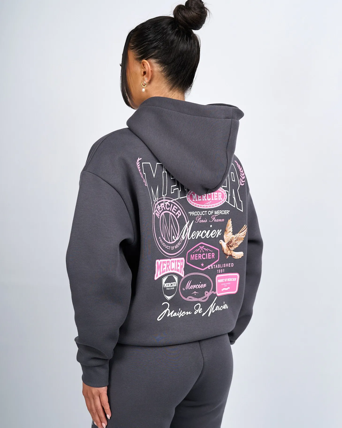 Women Mercier Womens Hoodies | Womens Tracksuits*Womens Charcoal Pink Multi Tour Hoodie