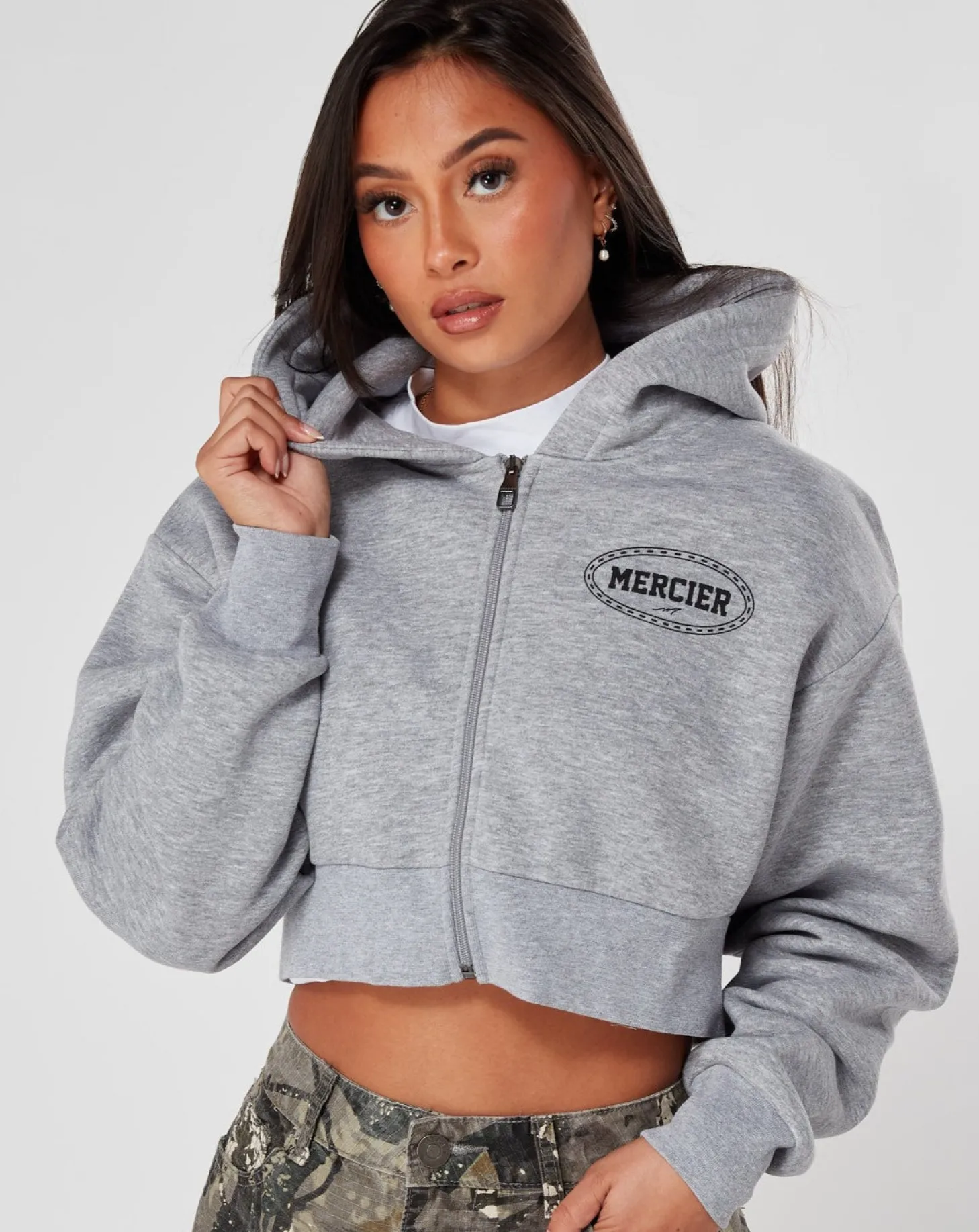 Women Mercier Outlet Womens*Womens Grey Marl Maison Cropped Hoodie