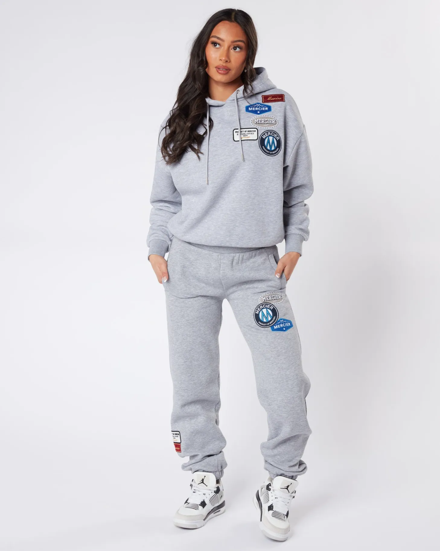 Women Mercier Womens Hoodies | Womens Tracksuits*Womens Grey Marl Original Badge Hoodie