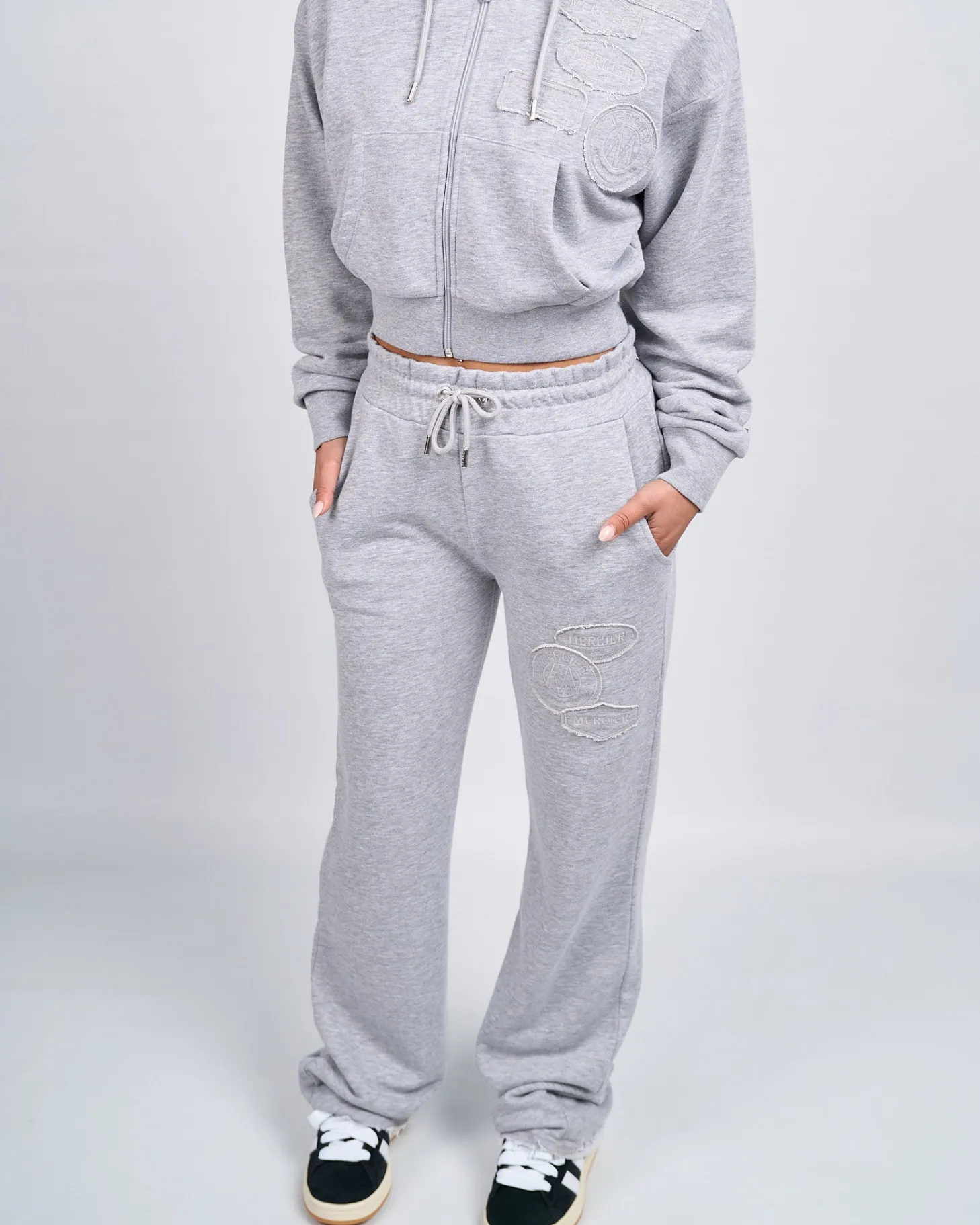 Women Mercier Womens Joggers/leggings | Womens Tracksuits*Womens Grey Marl OG Badge Raw Joggers