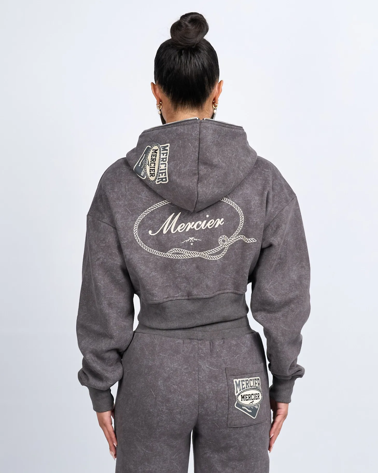 Women Mercier Womens Hoodies | Womens Tracksuits*Womens Grey Round Up Cropped Hoodie