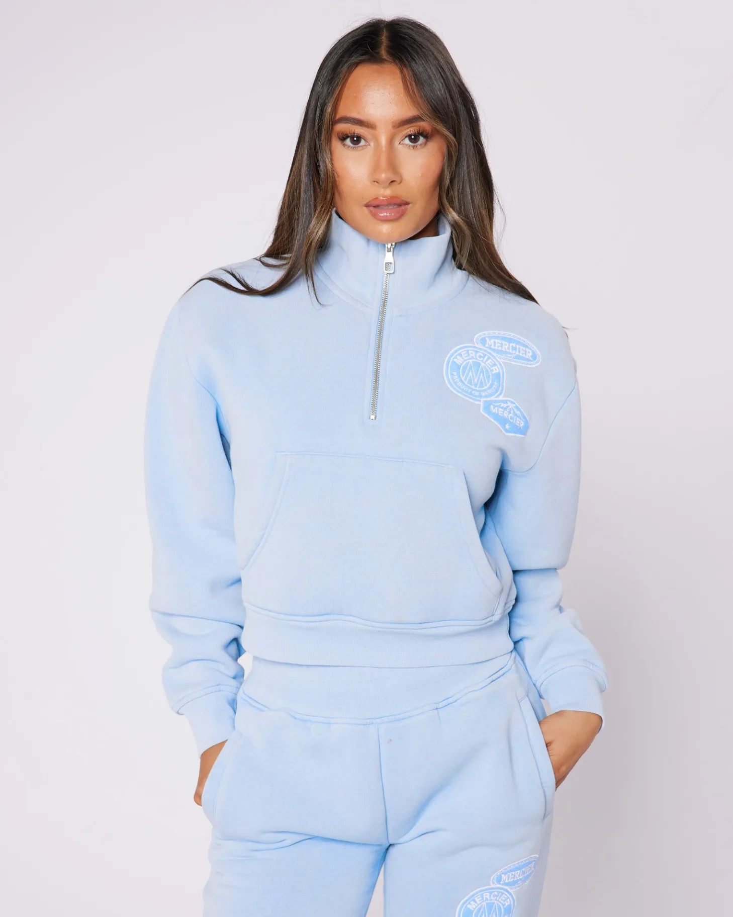 Women Mercier Womens Hoodies | Womens Tracksuits*Womens Washed Blue OG Quarter Zip