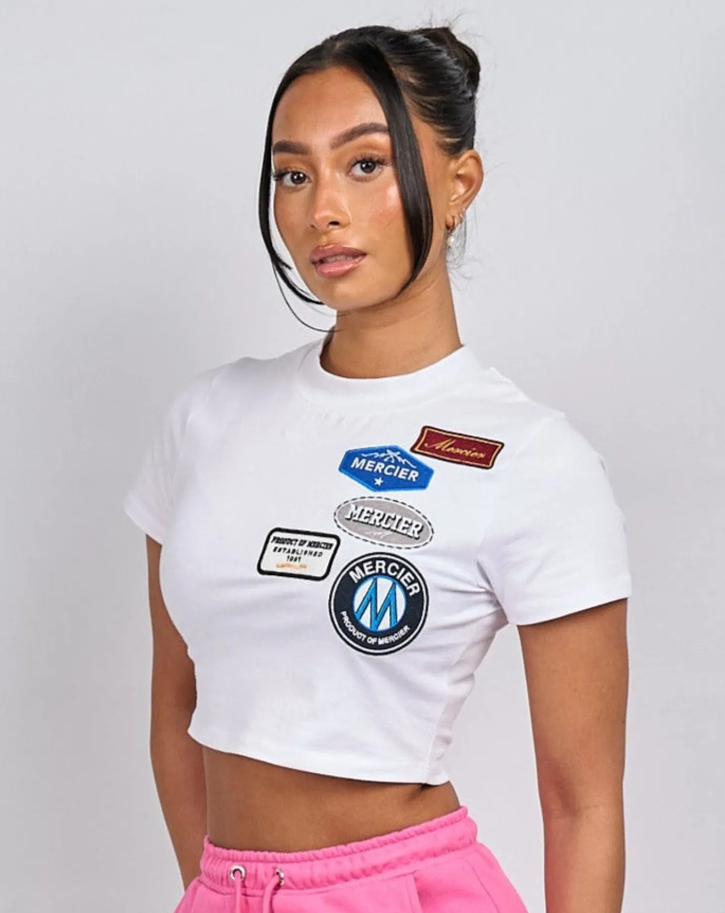 Women Mercier Womens Tops | Womens Best Sellers*Womens White OG Badge Cropped Baby Tshirt